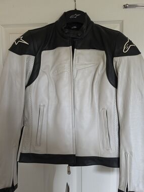 Alpinestars Black & White Women's Leather Street Bike Jacket